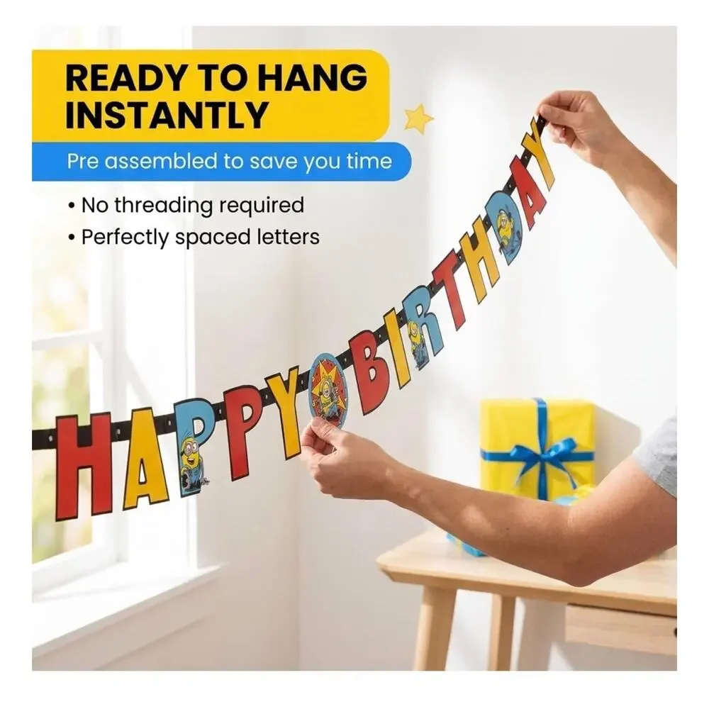 Minions Birthday Party Decorations Set for 16 Guests Banner Plates Napkins